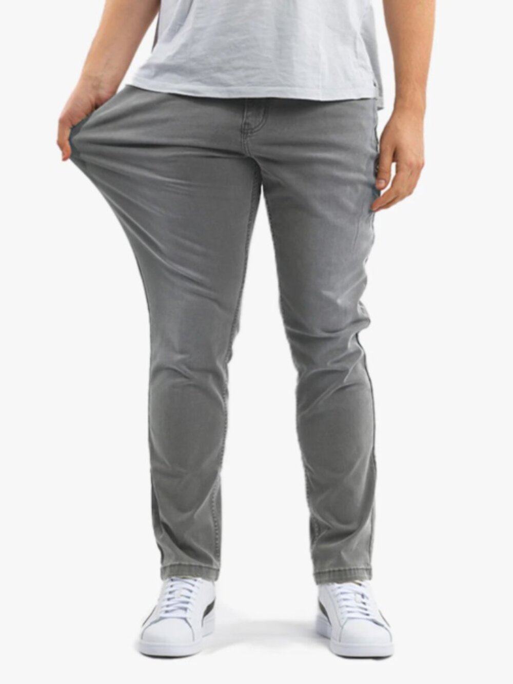 Mugsy Jeans Beans Gray Stretch Denim Size 38x30 Slim Straight Comfort Fit